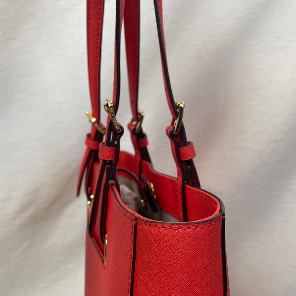 Michael Kors Vibrant cherry Red Tote gold hardware large purse - Picture 16 of 17
